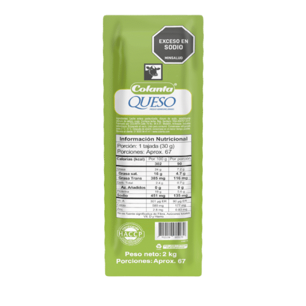 QUESO COLANTA BLANCO SEMIDURO 2KG