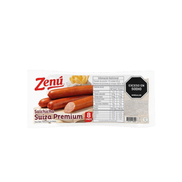 SALCHICHA SUIZA PREMIUM ZENU 8UND*1KL