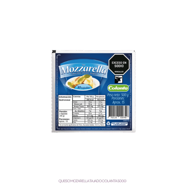QUESO MOZARELLA TAJADO COLANTA 500G